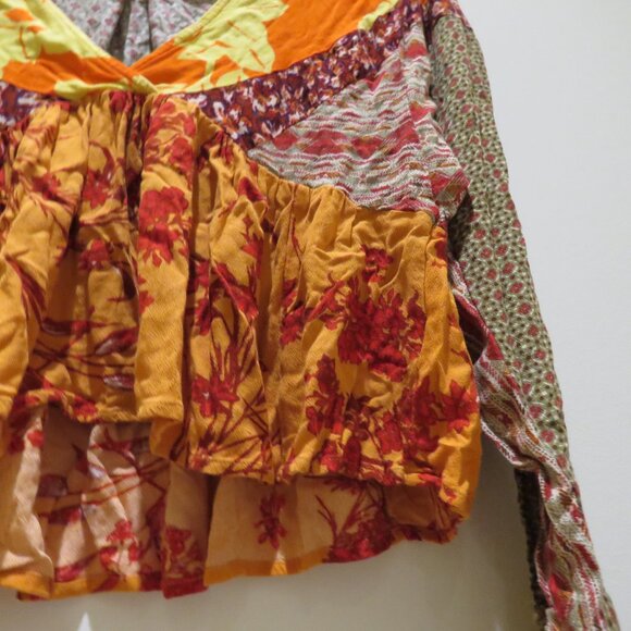 FREE PEOPLE Aloha State of Mind Tunic Top Patchwork Boho Swing Festival Cropped - Picture 10 of 14